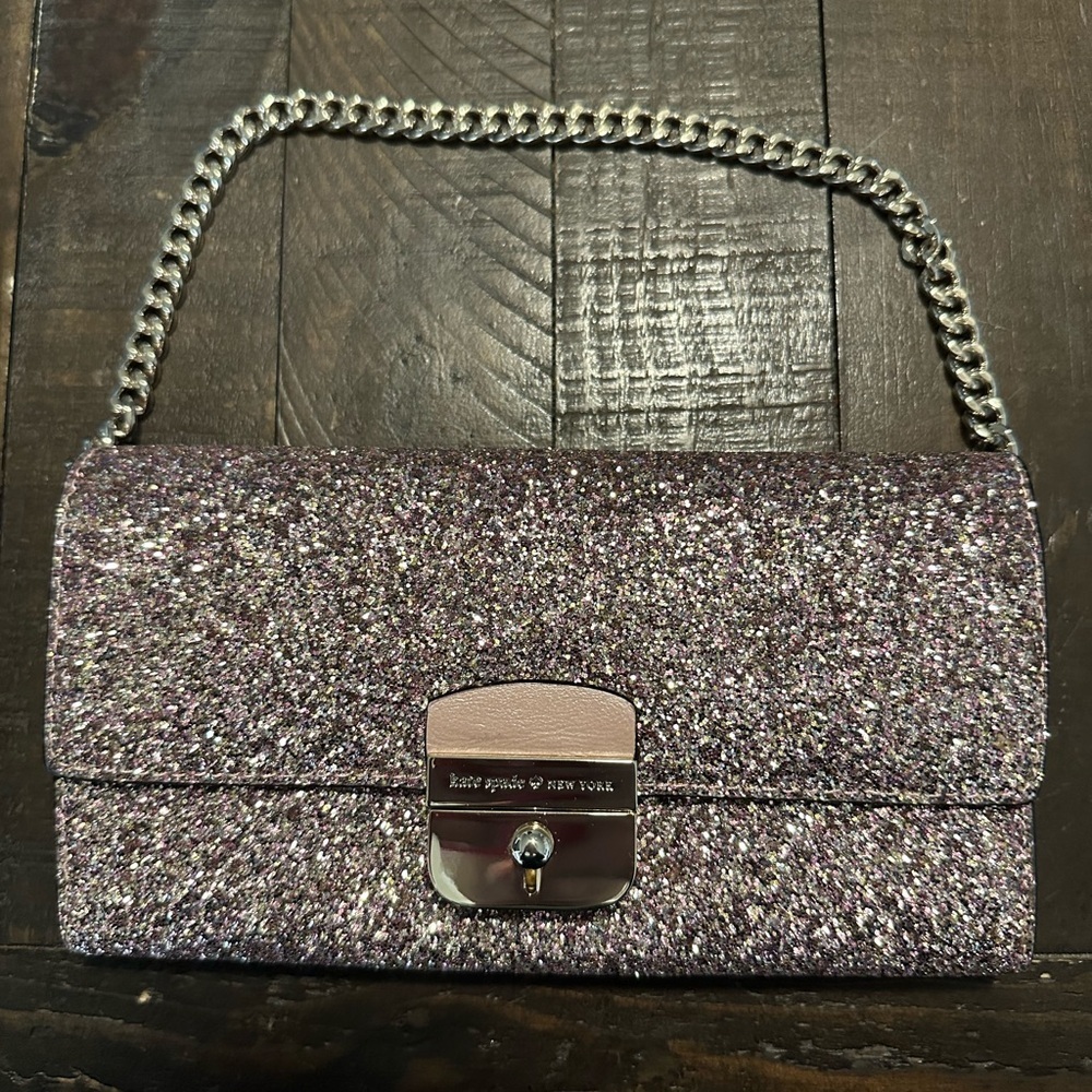 Kate Spade New York Rose Gold Milou Sunset Lane Glitter Clutch. NWOT. - Picture 1 of 7